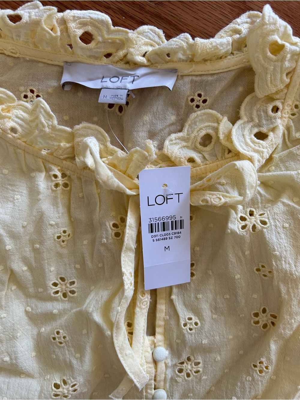 LOFT Yellow Eyelet Ruffle Skirt Set- skirt size Small, top size Medium - Picture 3 of 4